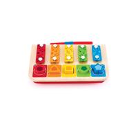 Xylophone, Musical Toy, Hape Xylophone-Piano Multifunctional Plug-In With 5 Wooden Puzzle Pieces And 1 Mallet. 12 Months +