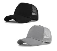 HAPEE 2/3 Pack Baseball Cap for Mens Trucker, Classic hat Snapback Cap (UK, Alpha, One Size, B-2P02-Black Grey)