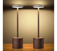 Hapfish 2 Pack Rechargeable Cordless LED Table Lamp, 5000mAh Battery Operated Table Lamps, 3 Color Modes, Dimmable, USB Desk Light for Home, Dining, Indoor, Outdoor, Living Room - Rust
