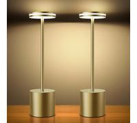 Hapfish 2 Pack Rechargeable Cordless LED Table Lamp, 5000mAh Battery Operated Table Lamps, 3 Color Modes, Dimmable, USB Desk Light for Home, Dining, Indoor, Outdoor, Living Room - Bronze