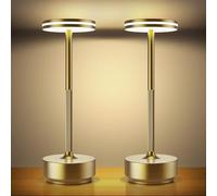 Hapfish 2 Pack Rechargeable Cordless LED Table Lamp, 5000mAh Battery Wireless Lamps, 3 Color Modes, Dimmable, USB Desk Light for Dining, Bedside, Indoor, Outdoor, Living Room - Bronze