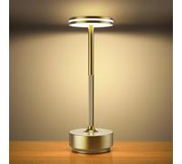 Hapfish Rechargeable Cordless LED Table Lamp, 5000mAh Battery Wireless Lamps, 3 Color Modes, Dimmable, USB Desk Light for Dining, Bedside, Indoor, Outdoor, Living Room - Bronze