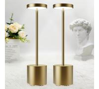 Hapfish Rechargeable LED Table Lamp, 5000mAh 2 Pack Cordless Battery Operated Table Lamps, 3 Color Modes, Dimmable, USB Desk Light for Home, Dining, Bedside, Outdoor, Living Room - Bronze