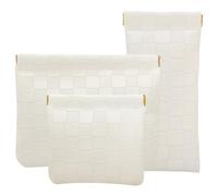 Hapforever 3PCS Small Makeup Bag for Purse, PU Leather Snap Closure Organizer Set Mini Travel Cosmetic Pouches for Women, White, 3pcs, Mini Travel Cosmetic Pouches for Women