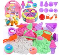 Haphiz Magical Play Sand for Girls 3 4 5 6 7 8 Years Sands Art Kits Ice cream Cakes Building Molds Self-Sticking Sandbox Sensory Sand Toys Birthday