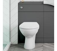 Hapi 500mm Freestanding Bathroom Cloakroom Toilet Unit Soft Close Seat Back To Wall Pan Cistern Flush Button Set Anthracite Grey