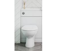 Hapi 500mm Freestanding Bathroom Cloakroom Toilet Unit With Soft Close Seat Back To Wall Pan Cistern Flush Button Set Gloss White