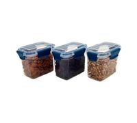 HAPI STUFF Airtight Compact Leakproof Pantry Kitchen Food Storage Containers Clip Lock Lid (3 pcs Blue (Slim) - 700ml)