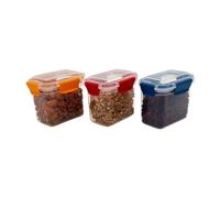 HAPI STUFF Airtight Compact Leakproof Pantry Kitchen Food Storage Containers Clip Lock Lid (3 pcs Mixed (Slim) - 700ml)