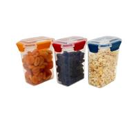 HAPI STUFF Airtight Compact Leakproof Pantry Kitchen Food Storage Containers Clip Lock Lid (3 pcs Mixed (Slim) - 1100ml)