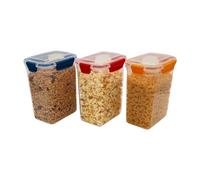 HAPI STUFF Airtight Compact Leakproof Pantry Kitchen Food Storage Containers Clip Lock Lid (3 pcs Mixed - 2400ml)