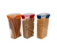 HAPI STUFF Airtight Compact Leakproof Pantry Kitchen Food Storage Containers Clip Lock Lid (3 pcs Mixed (Slim) - 1450ml)