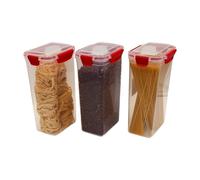 HAPI STUFF Airtight Compact Leakproof Pantry Kitchen Food Storage Containers Clip Lock Lid (3 pcs Red - 3200ml)