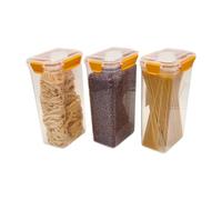 HAPI STUFF Airtight Compact Leakproof Pantry Kitchen Food Storage Containers Clip Lock Lid (3 pcs Yellow - 2400ml)
