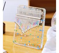 Hapihom 17-Tone Kalimba with Piano Bag, Thumb Piano, Transparent Acrylic Finger Piano with Instruction Manual Tuning Hammer Sound Sticker Cleaning Cloth for Children and Adults Beginners