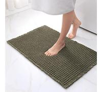 Hapihom 17x24in Waffle Bath Mat,Super Absorbent Non Slip Shower Mat With Tassels, Machine Washable