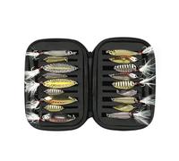 Hapihom 18pcs Spinners Spoons Crankbaits,Fishing Lures Gear Kit Metal Swivel Sequins for Trout Bass Perch Pike Freshwater Saltwater 18 single/triple hook sequin