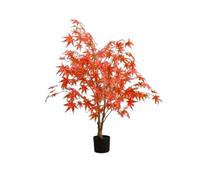 Hapihom 3.9ft Artificial Maple Tree with Pot,Faux Red Maple Leaves Silk Maple Tree Autumn Maple Artificial Fall Tree For Office Living Room Porch Doorway Decoration Single pole