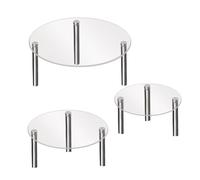 Hapihom 3pcs Clear Acrylic Cake Display Stand 8,10,12 Inch Round Dessert Display Riser with High Metal Legs Transparent Stackable Cupcake Stands for Birthday Wedding Party