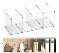 Hapihom 5pcs Shelf Dividers for Closets Plastic Transparent Handbag Purse Bag Clothes Divider Shelf Clear Removable Shelf Separators for Bedroom Kitchen Office Cabinets Shelf Storage and Organization