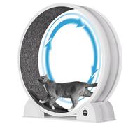 Hapihom Cat Exercise Wheel, 45"/114cm Large Cat Treadmill with Pedometer & Detachable Carpet, ABS Super Quiet Pet Running Wheel for Cats' Running/Walking/Training/Weight Loss and Health - White