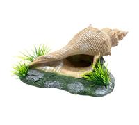 Hapihom Fish Tank Decorations Aquarium Decoration Aquarium Conch Shell Ornament With Rockery,Small Fish Tank Decor Plants Cave,Landscape Ornament For Hermit Crab Hideout Long Conch