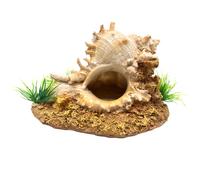 Hapihom Fish Tank Decorations Aquarium Decoration Aquarium Conch Shell Ornament With Rockery,Small Fish Tank Decor Plants Cave,Landscape Ornament For Hermit Crab Hideout Round conch