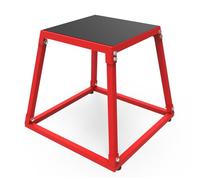 Hapihom Plyometric Jump Box, 45.7cm/18" Metal Plyo Jump Boxes Gym Training Crate, Anti-Slip Home Fitness Training Agility Fitness Exercise Endurance Conditioning Strength Training - red + black