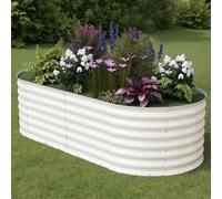 Hapihom Raised Garden Bed, 180x90x60CM Outdoor Planter Box with Galvanized Construction, Metal Raised Bed Kit for Growing Vegetables, Fruits, Flowers and Herbs, Easy Assembly Oval Design