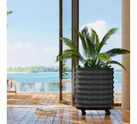 Hapihom Raised Garden Bed, Bottomless Galvanised Steel Planter Box with Wheels, Stablewave Shape, Safety Roundcorner, Easy Assembly & Anti-Rust Heavy-Duty Steel for Vegetables, Fruits 195x60x50CM