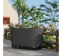 Hapihom Raised Garden Bed, Bottomless Galvanised Steel Planter Box with Wheels, Stablewave Shape, Safety Roundcorner, Easy Assembly & Anti-Rust Heavy-Duty Steel for Vegetables, Fruits 195x60x50CM