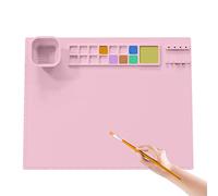 Hapihom Silicone Craft Mat 20"X16" Kids Silicone Art Mat with Foldable Cup and Brush Holder Color Dividers Heat-Resistant Craft Mat Painting Mat for Painting Art Clay Pink
