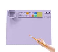 Hapihom Silicone Craft Mat 20"X16" Kids Silicone Art Mat with Foldable Cup and Brush Holder Color Dividers Heat-resistant Craft Mat Painting Mat for Painting Art Clay violets