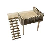 Hapihom Wooden Hamster Playground Platform,Natural Wooden Platform Stand Shelf For Small Pets Double Floor Cage Accessories For Climbing Playing Vertical climbing