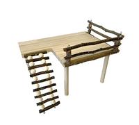 Hapihom Wooden Hamster Playground Platform,Natural Wooden Platform Stand Shelf For Small Pets Double Floor Cage Accessories For Climbing Playing Horizontal climbing