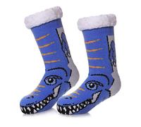 HapiLeap Kids Socks Boy Girl Cute Animal Socks Soft Fuzzy Warm Thick Fleece lined Christmas Stockings Child Toddler Winter Socks (8-12 Years, Blue Crocodile)