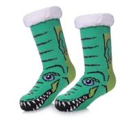 HapiLeap Kids Socks Boy Girl Cute Animal Socks Soft Fuzzy Warm Thick Fleece lined Christmas Stockings Child Toddler Winter Socks (5-8 Years, Green Crocodile)