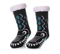 HapiLeap Kids Socks Boy Girl Cute Animal Socks Soft Fuzzy Warm Thick Fleece lined Christmas Stockings Child Toddler Winter Socks (5-8 Years, Black Crocodile)