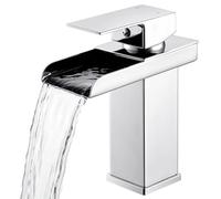 Hapilife Basin Mixer Tap Square - Waterfall Taps for Bathroom Sink Chrome Single Lever Basin Tap, Modern Monobloc Bathroom Sink Taps with Drip-Free Ceramic Cartridge and Rust-Resistant Finish