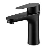Hapilife Basin Mixer Taps Black Bathroom Sink Tap Mixers Lead-Free Stainless Steel 304 Taps for Bathroom Basin Mono with G1/2 Hoses Cloakroom Faucet Single Lever 1 Hole Modern Matte Black
