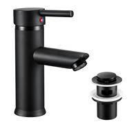 Hapilife Basin Mixer Taps Black Bathroom Sink Tap with Pop Up Waste Slotted