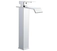 Hapilife Basin Taps Mixers Tall Bathroom Sink Mixer Tap High Waterfall Countertop Square Cloakroom Faucet Freestanding Monobloc Chrome Stainless Steel with G1/2’’ Hoses Mono 1 Hole Single Lever