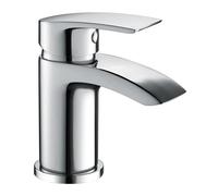 Hapilife Basin Taps Mixers Waterfall Bathroom Sink Mixer Tap Mono Chrome Brass Monoblock Small Cloakroom Faucet with G1/2’’ Hoses Single Lever Modern