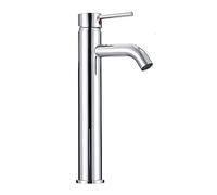 Hapilife Basin Taps Tall Single Lever Chrome Bathroom Sink Basin Mixer Tap High Rise Countertop Tap, Mono Stainless Steel Round Sink Faucet with Hot and Cold Hoses