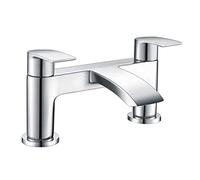 Hapilife Bath Tap Waterfall Bathroom Bathtub Mixer Taps 2 Holes Tub Tap Monobloc Bath Filler Mixer Taps Chrome Dual Lever Mono Deck Mounted Modern