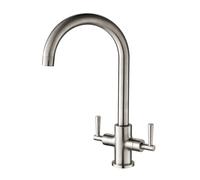Hapilife Brushed Kitchen Tap Two Handle Swivel Spo