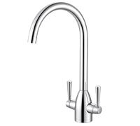 Hapilife Kitchen Sink Mixer Tap Monobloc Two Handles 360 Swivel Spout 1 Hole Contemporary Mono Sink Faucet Taps Mixers Chrome High Arc Dual Lever Faucets