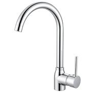 Hapilife Kitchen Sink Mixer Tap Single Lever Monobloc Polished Chrome Mixers Taps 1 Hole Swan Neck Modern 360° Swivel Spout Mono Faucet with UK Standard Fittings