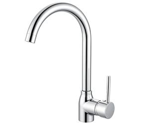Hapilife Kitchen Sink Mixer Tap Single Lever Monobloc Polished Chrome Mixers Taps 1 Hole Swan Neck Modern 360° Swivel Spout Mono Faucet with UK Standard Fittings
