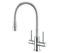 Hapilife Kitchen Tap with Flexible Spout Dual Lever Flexible Kitchen Mixer Taps 1 Hole Modern Monobloc Pull Down Sink Taps Mixer with Pull Out Hose Chrome Faucet